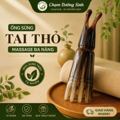Ống Sừng Tai Thỏ Massage Đa Năng – Dụng Cụ Day Ấn Huyệt, Massage Cổ Vai Gáy, Thư Giãn Cơ Thể