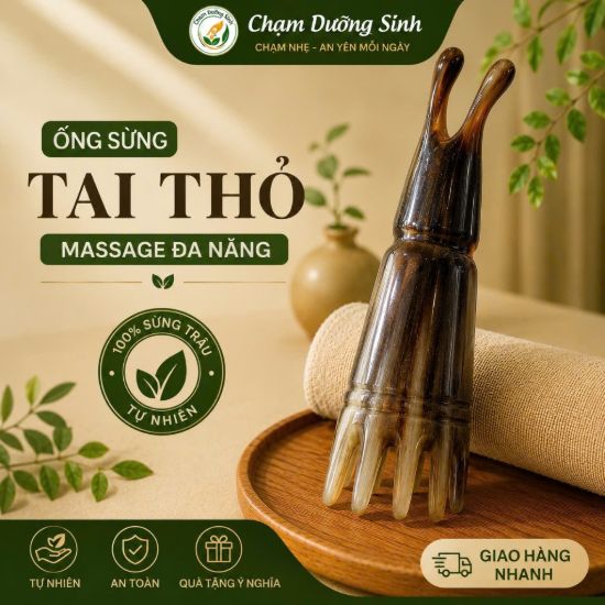 Ống Sừng Tai Thỏ Massage Đa Năng – Dụng Cụ Day Ấn Huyệt, Massage Cổ Vai Gáy, Thư Giãn Cơ Thể