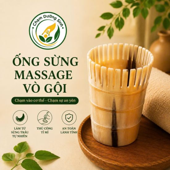 ỐNG SỪNG MASSAGE VÒ GỘI GIẢM ĐAU ĐẦU LƯU THÔNG KHÍ HUYẾT DƯỠNG SINH ĐÔNG Y