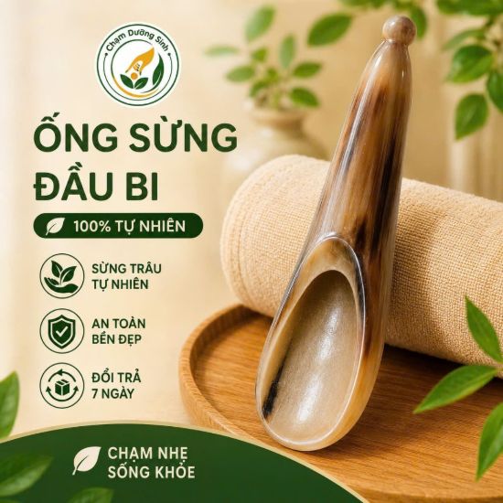 Ống Sừng Đầu Bi Day Ấn Huyệt Cạo Gió Cao Cấp-Dụng Cụ Massage Thư Giãn Cổ Vai Gáy,Khai Thông Kinh Lạc